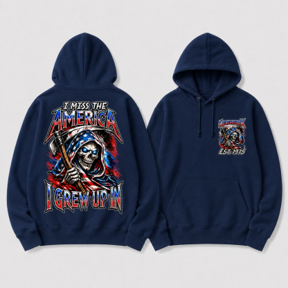 I Miss The America I Grew Up In Custom Year Patriotic Skull Double-Sided Hoodie