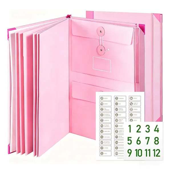 Accordion File Organizer Manila Pocket Document Folder for Passports, Birth Certificates & Important Papers, Office & Home Storage