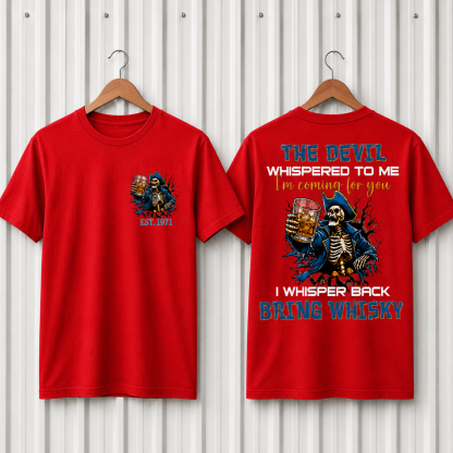 The Devil Whispered To Me I Whisper Back Bring Beer Gen X//Boomer Custom Birth Year T-shirt