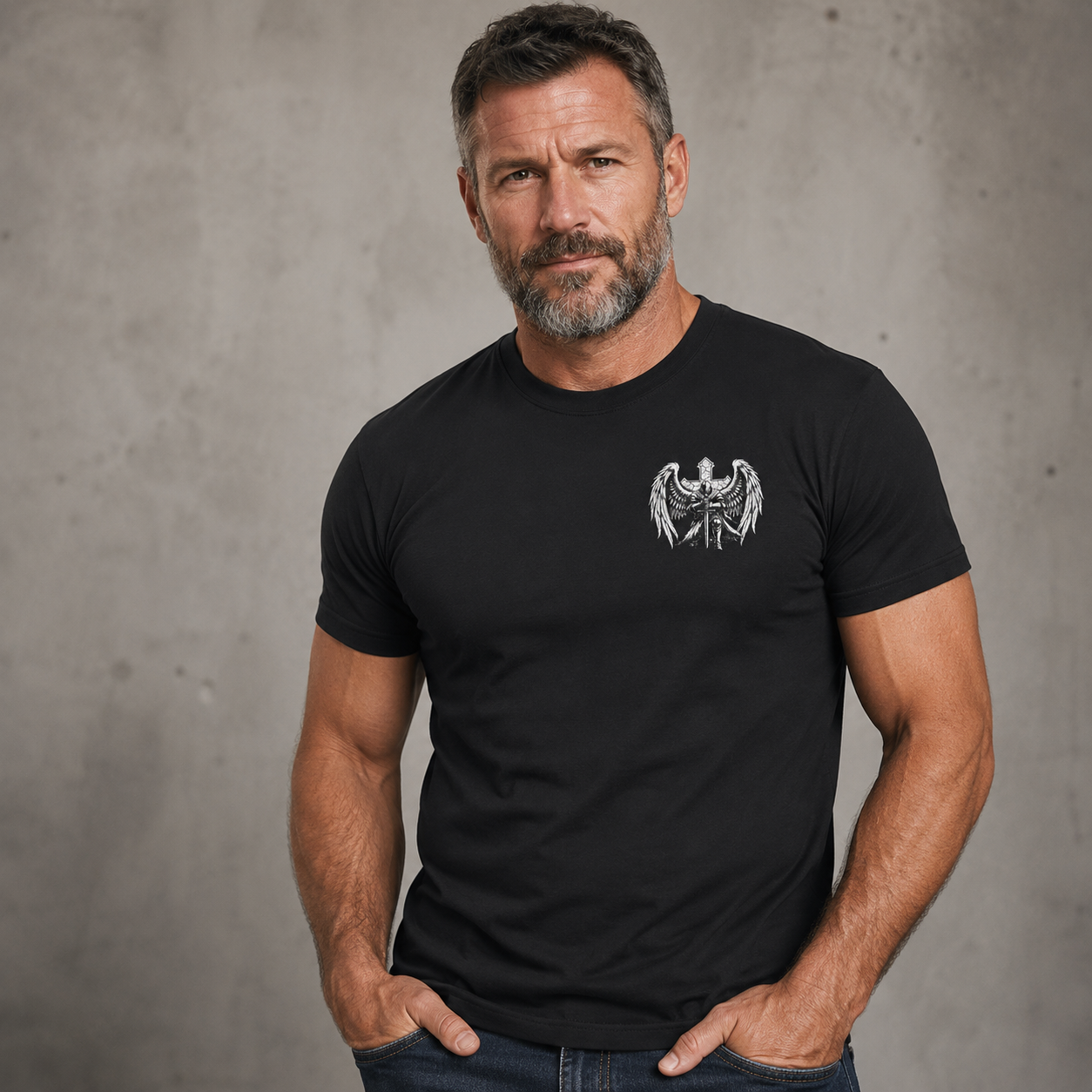 Luxe Mercerized Cotton Tee - Here I Am Send Me Isaiah 6:8 Knight Templar Crusader
