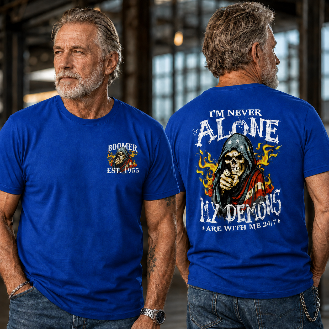 Custom I'm Never Alone BOOMER/Gen X T-shirt