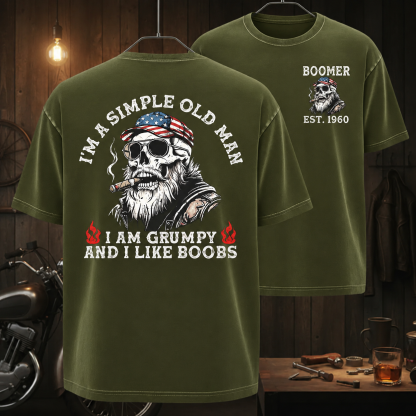 Custom "Simple Old Man" Shirt - Grumpy & Unapologetic | Personalized Gen X / Boomer EST. Year - Tee