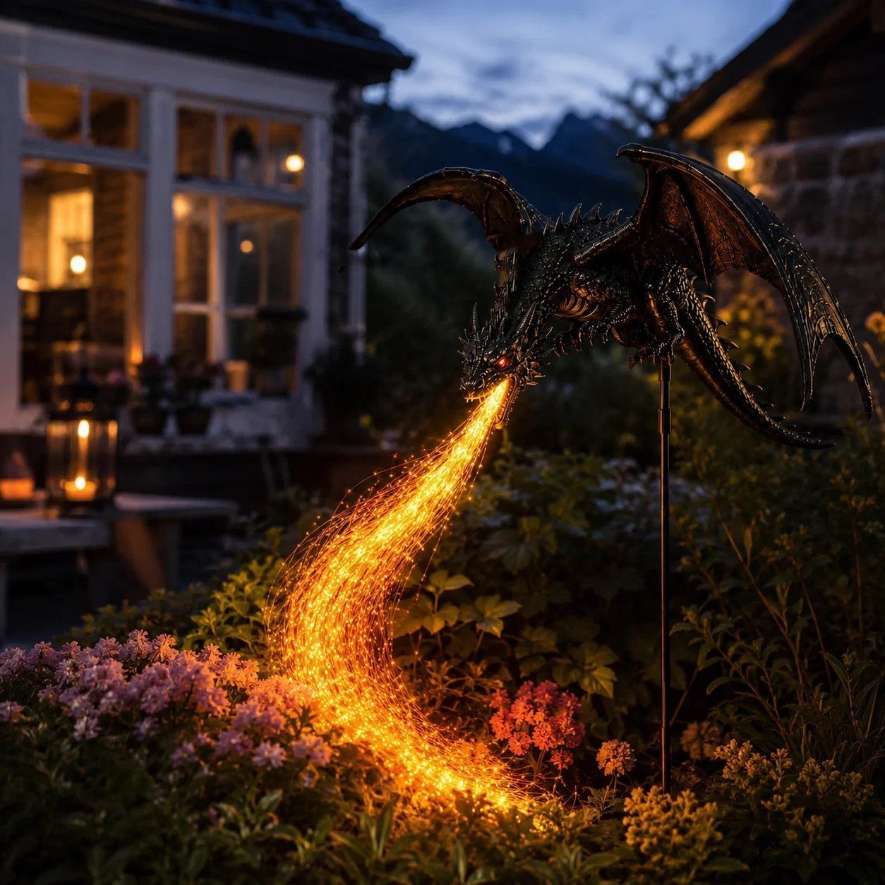 🔥🐲 Solar Dragon Fire Garden Light