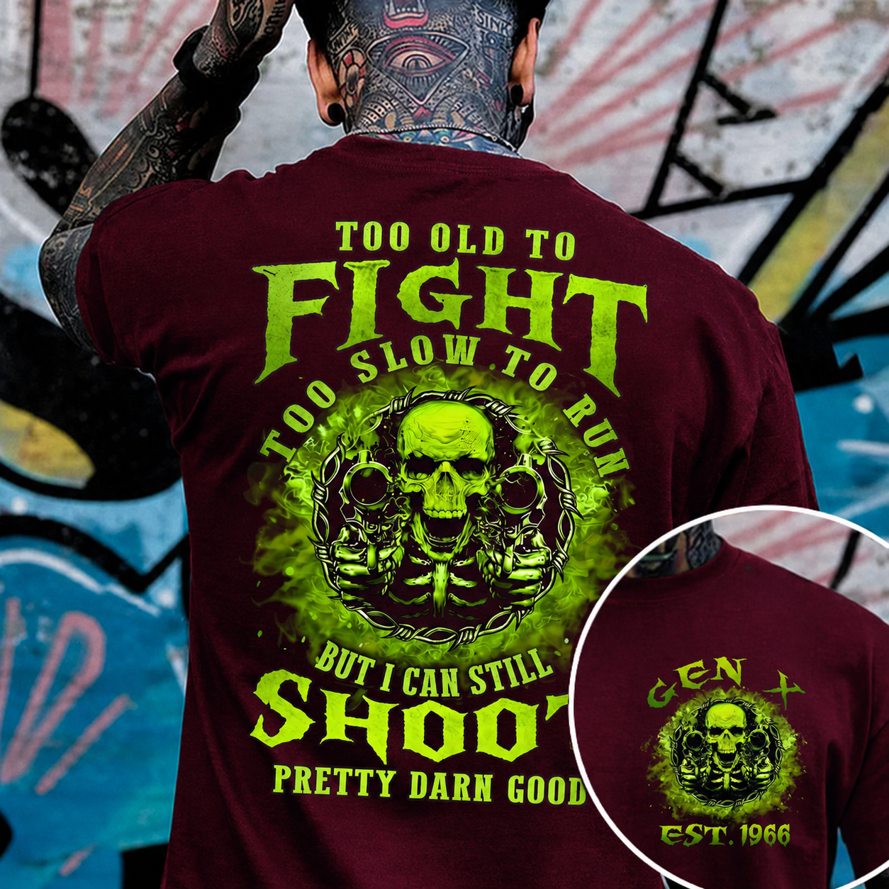 Too Old To Fight Too Slow To Run Custom Year Gen X, Boomer, Gen Y T-shirt
