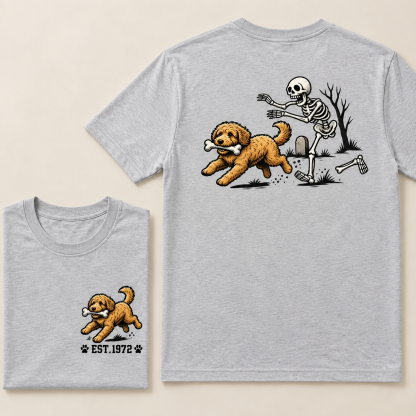 Custom Est.Year Dog Stealing Bone From Skeleton T‐Shirt