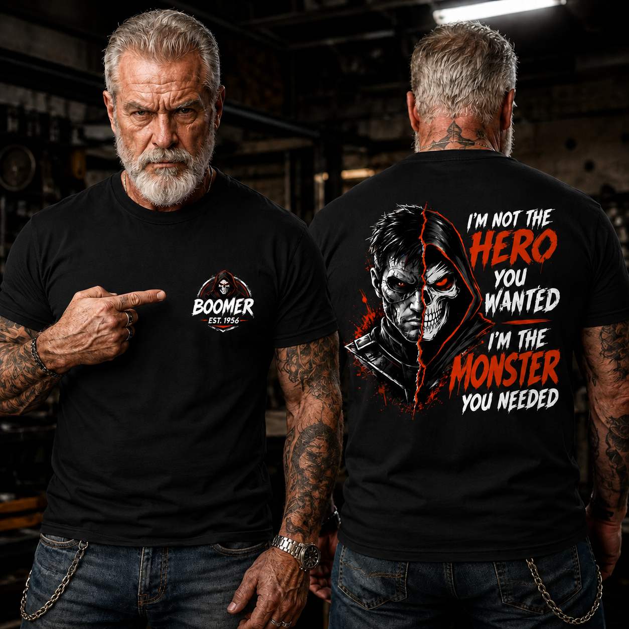 Personalized Boomer/GenX T-Shirt - Custom Year Back & Front Print - "I'm The Monster You Needed" Tee