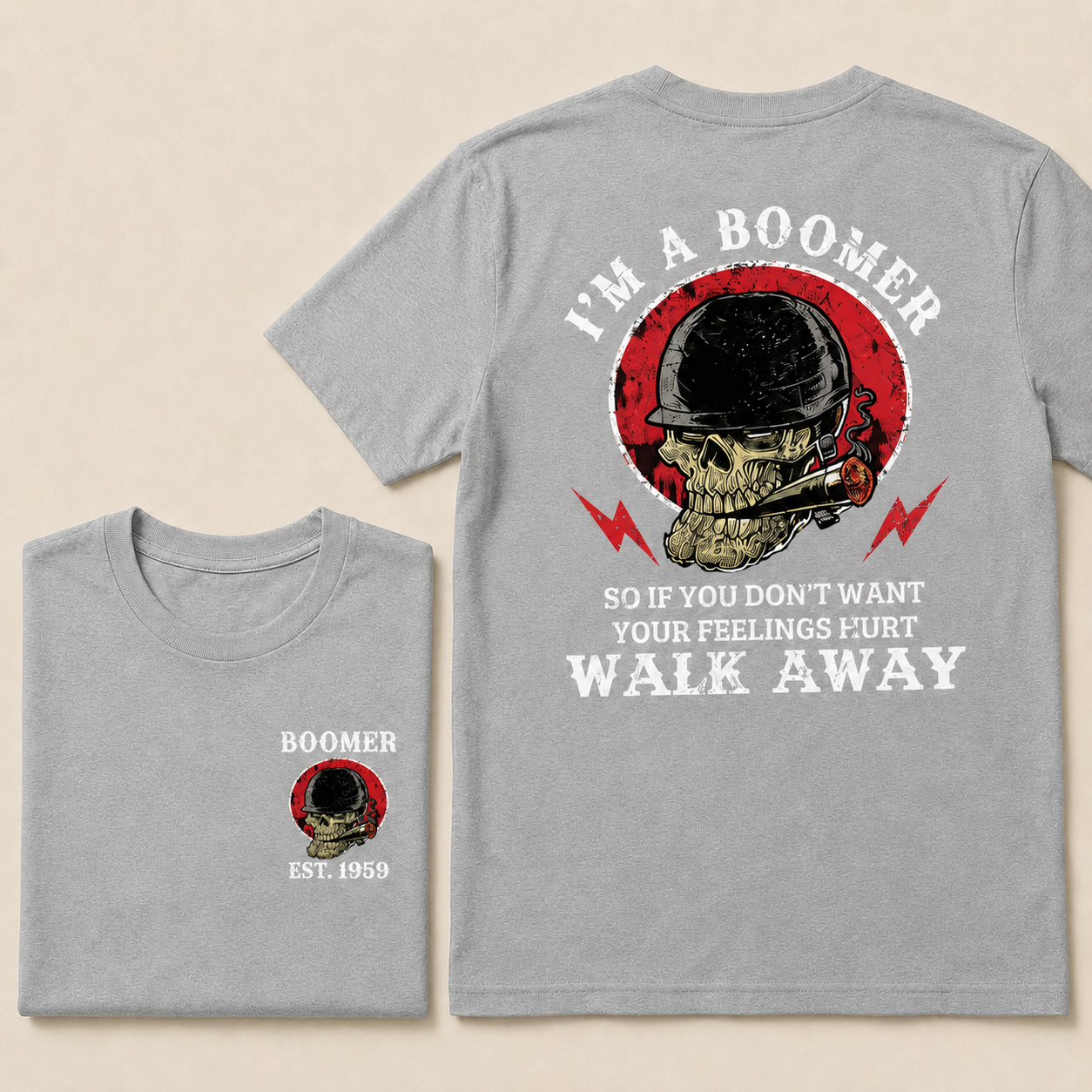 BOOMER/GEN X Skull T-shirt, Unisex, Custom Year Of Birth T-shirt, I'm A Boomer/Gen Xer, Walk Away T-shirt