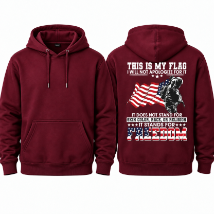 Soldier Silhouette USA Flag Patriotic Hoodie