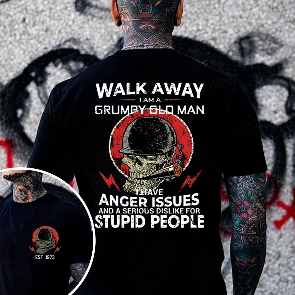 Custom EST.YEAR Grumpy Old Man Skull Print T-Shirt / Hoodie
