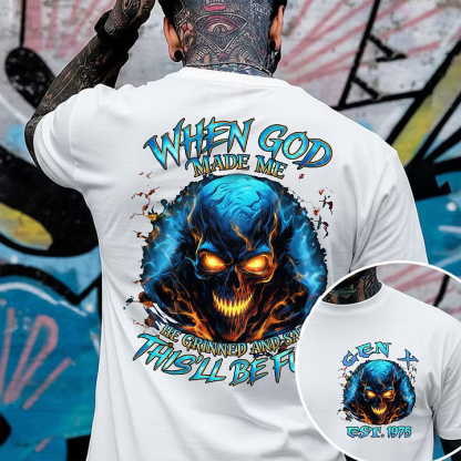 Generation X When God Made Me Custom Year Skull Cotton T-shirt | Breathable & Soft