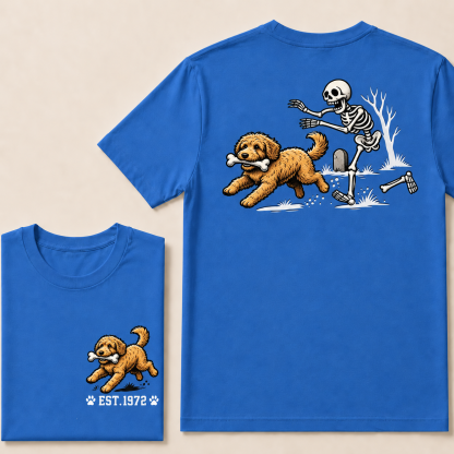 Custom Est.Year Dog Stealing Bone From Skeleton T‐Shirt