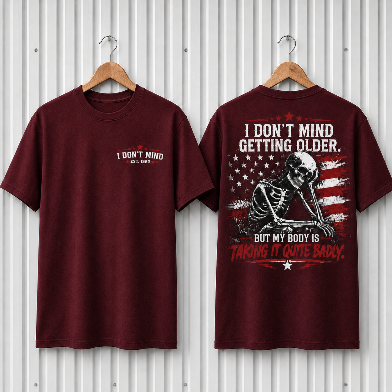 I Don't Mind Getting Older Custom Year Skull T-Shirt