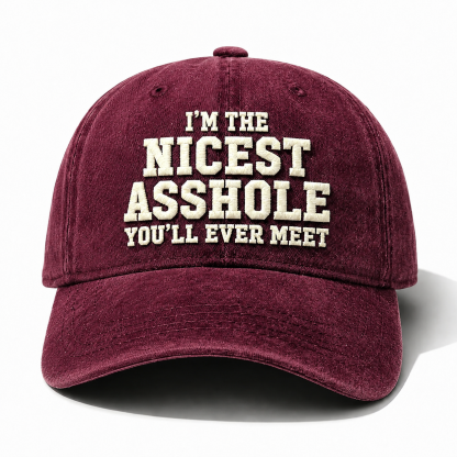 I'm The Nicest Asshole You'll Ever Meet Embroidery Cap