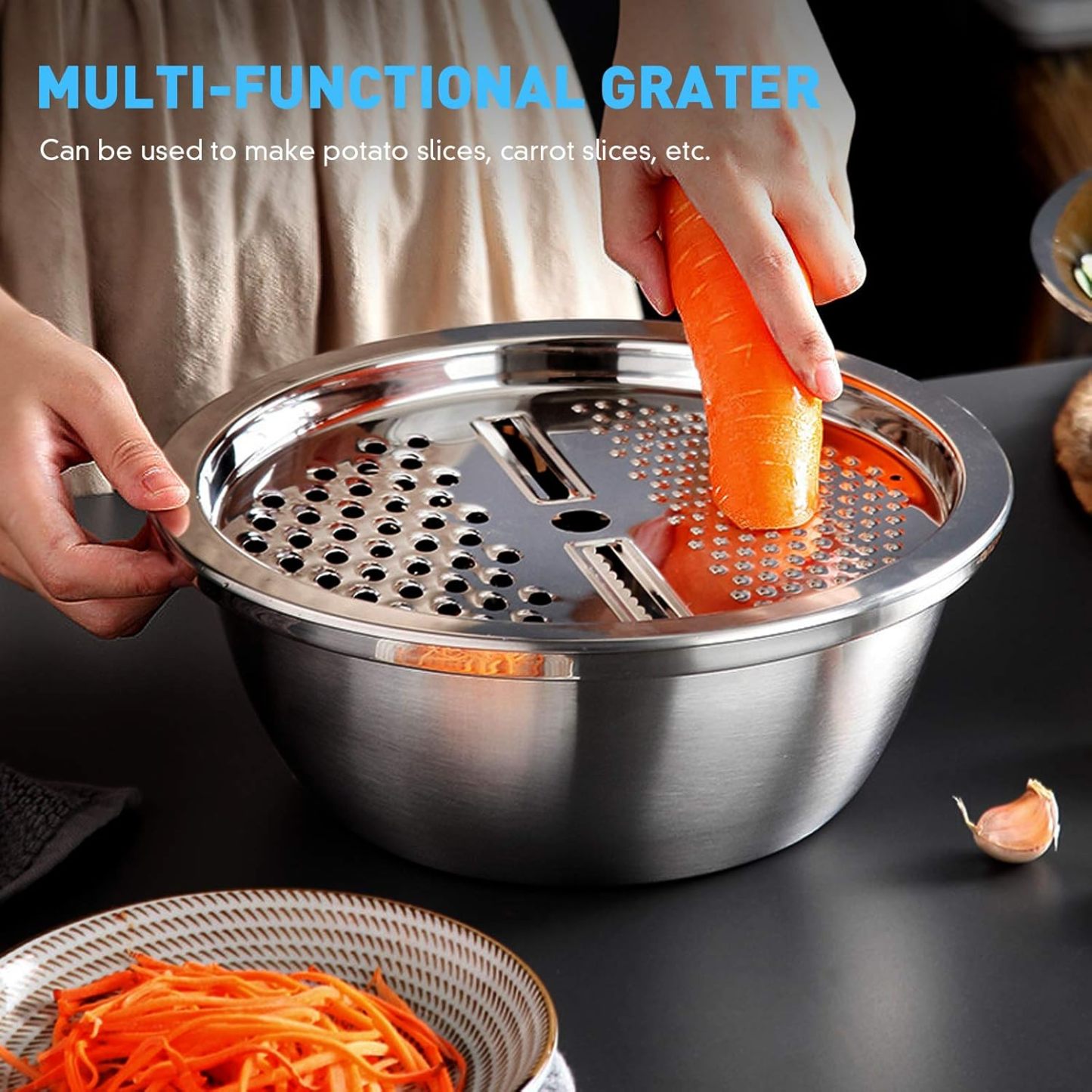 Stainless Steel Grater with Drain Basket🥕🥗