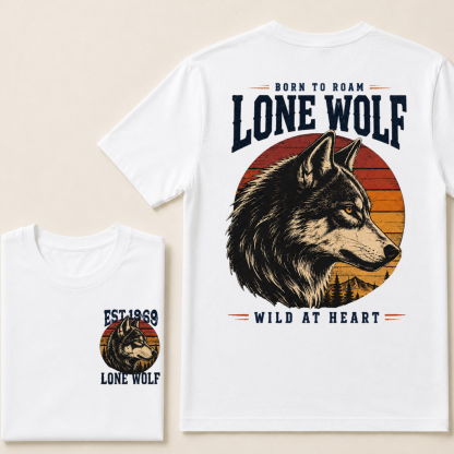 Custom Est.Year Born To Roam Lone Wolf Wild At Heart T‐Shirt