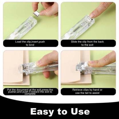 Portable Binder Clip Stapler - Includes 50 reusable clips