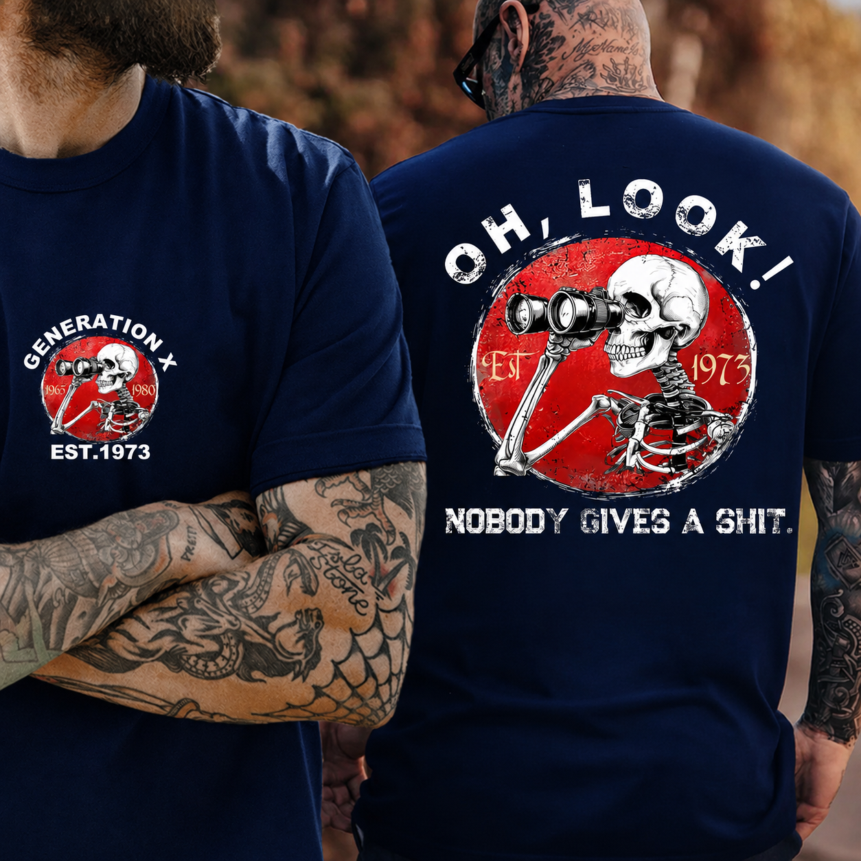 Generation X/Boomer 2 Side T-shirt, Oh Look Nobody Gives A Shit Print T-Shirt