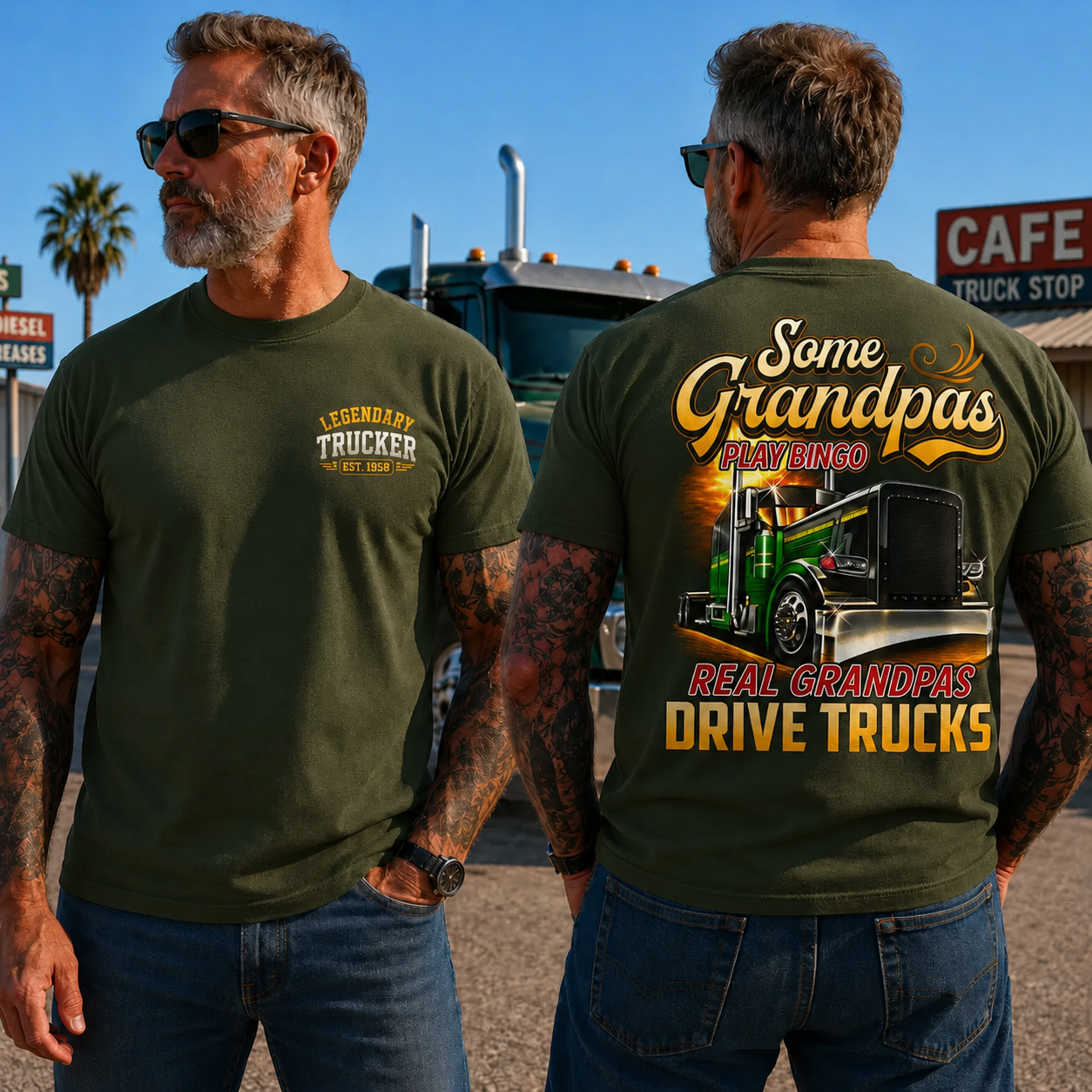 Legendary TruckerTM Custom Year Shirt | Real Grandpas Drive Trucks