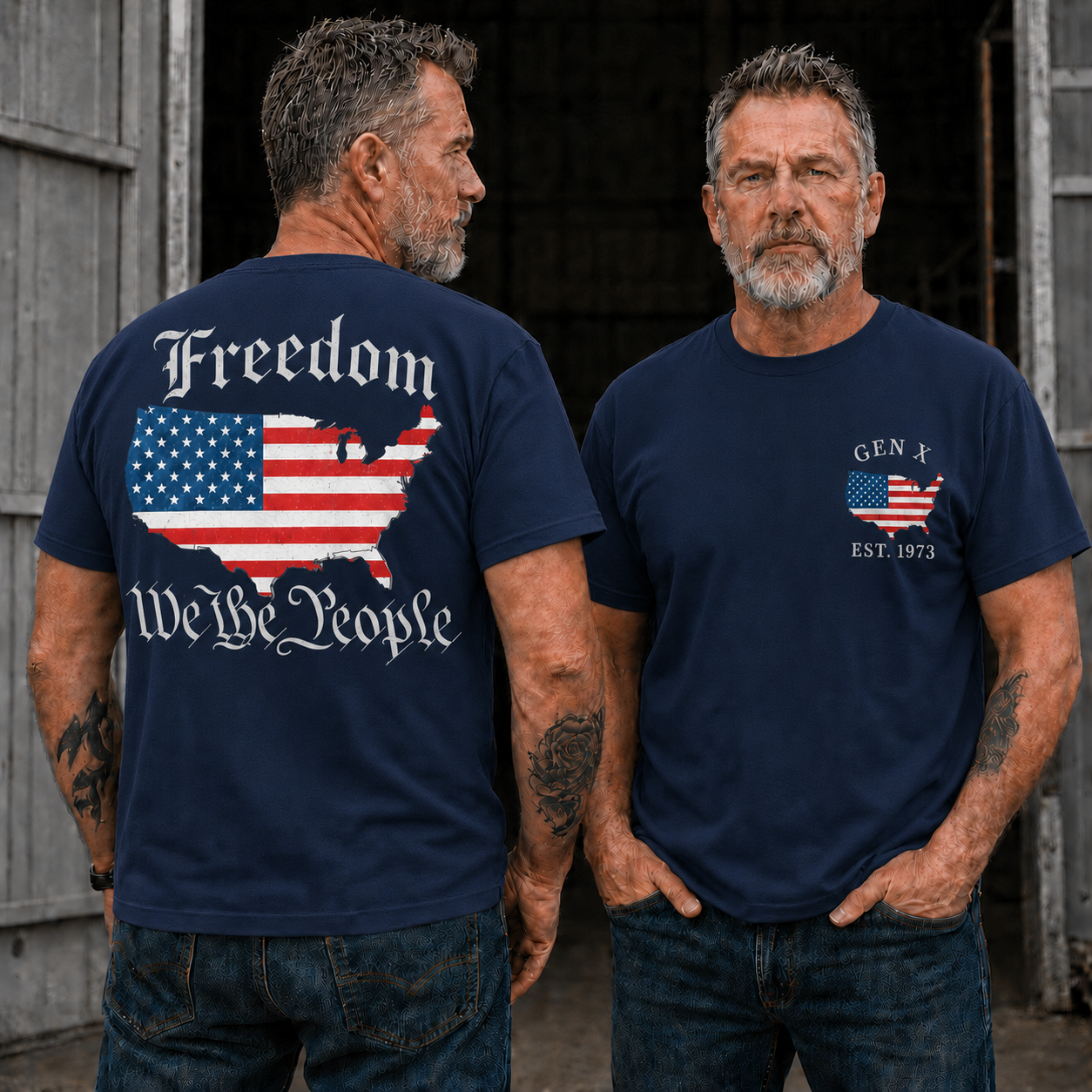 USA Freedom We The People Gen X/Boomer Custom Year Of Birth T-shirt