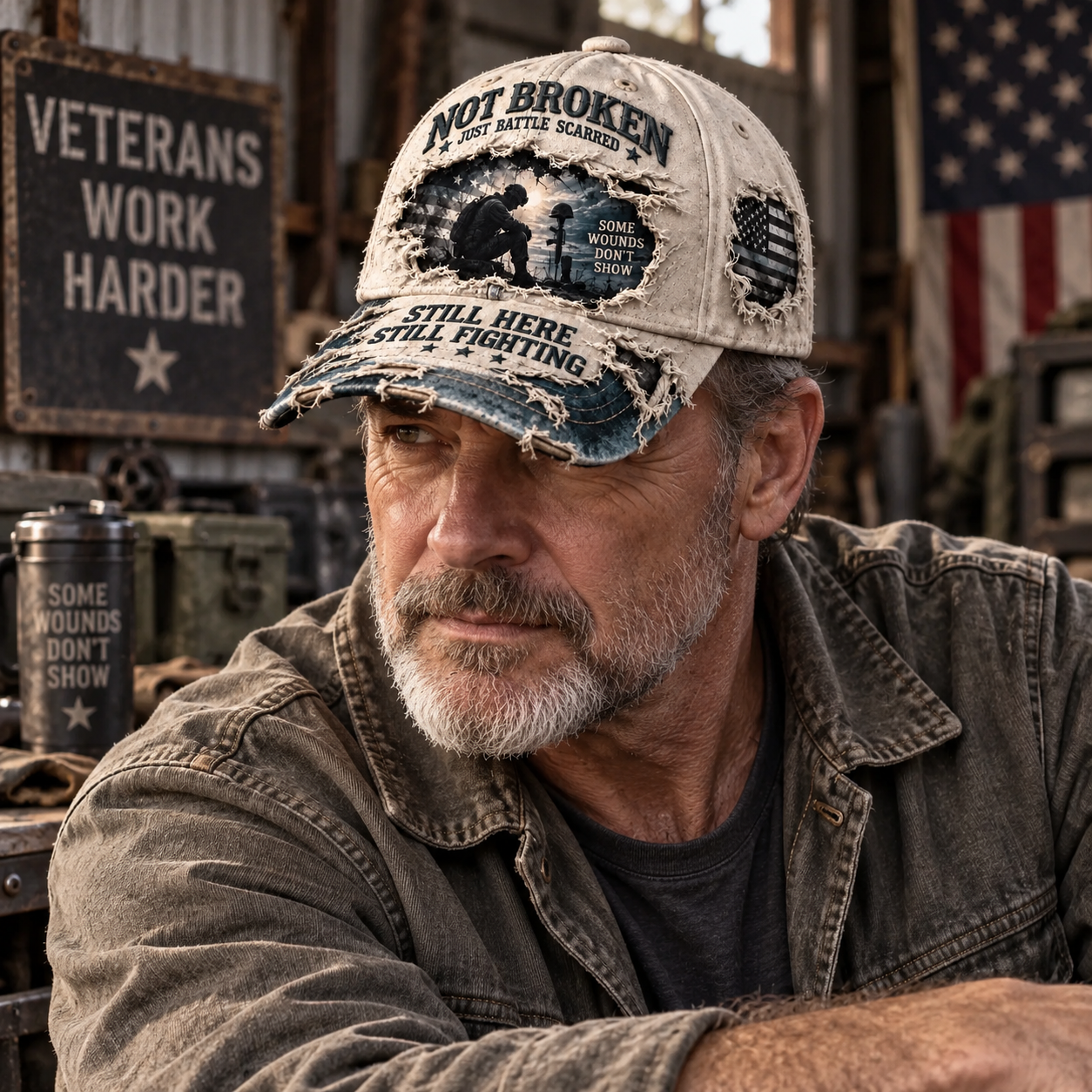 Veteran Mental Health Awareness PTSD Printed Baseball Cap