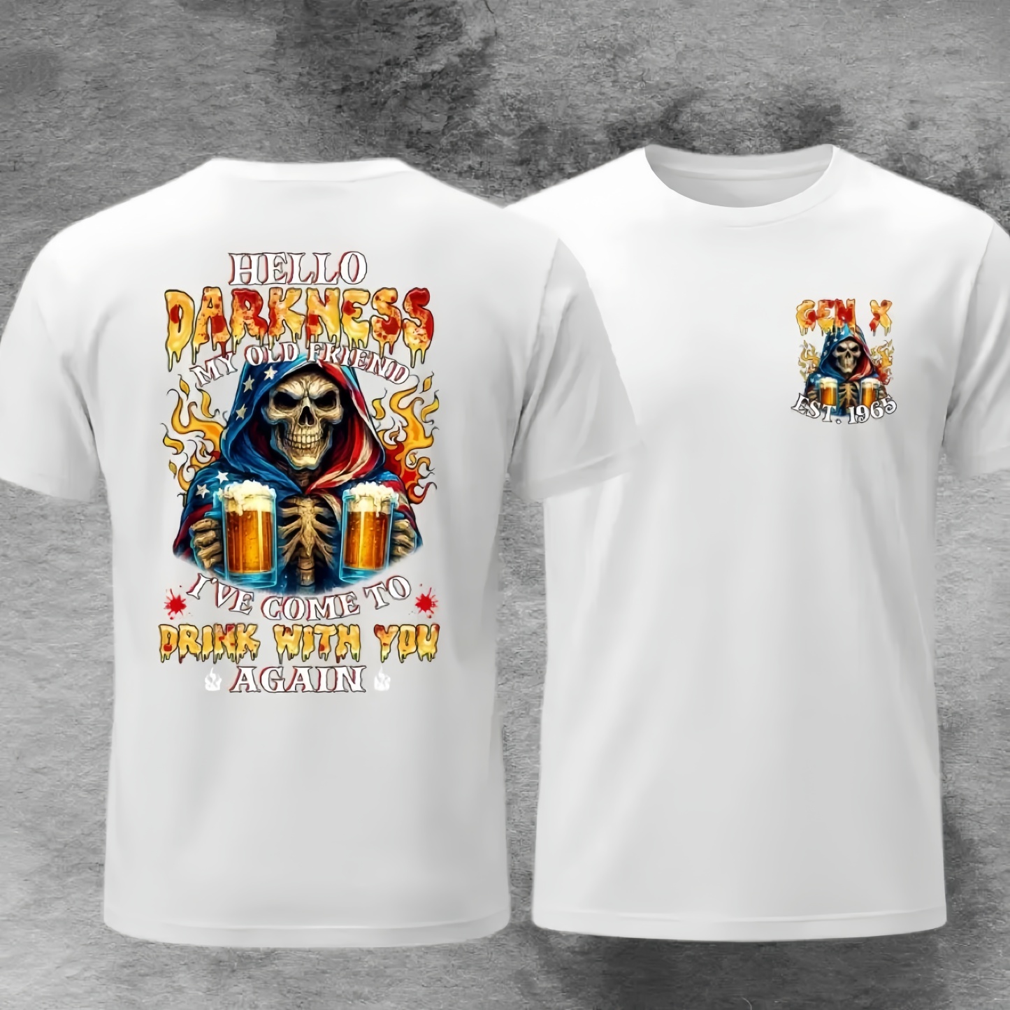 Personalized Generation X Skull Beer T-Shirt Custom Birth Year Vintage Graphic Tee Gen X Drinking Shirt
