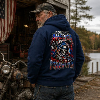 I Miss The America I Grew Up In Custom Year Patriotic Skull Double-Sided Hoodie