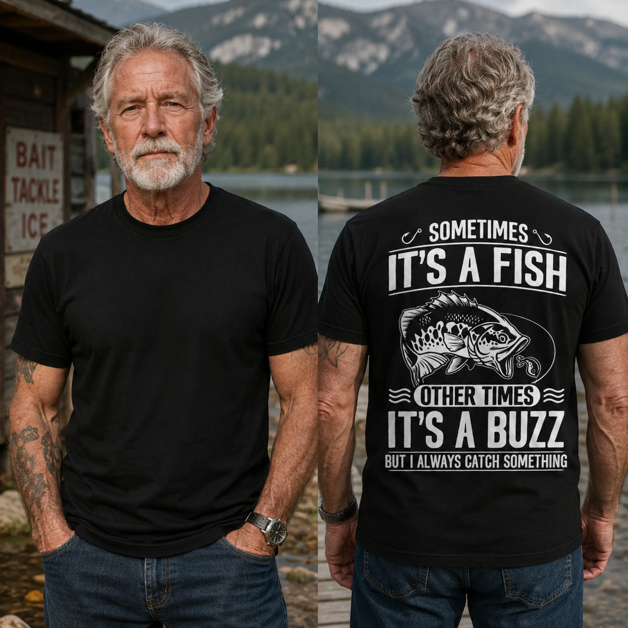 Sometimes Its A Fish Other Times Its A Buzz Funny Fishing Men Graphic T-Shirt