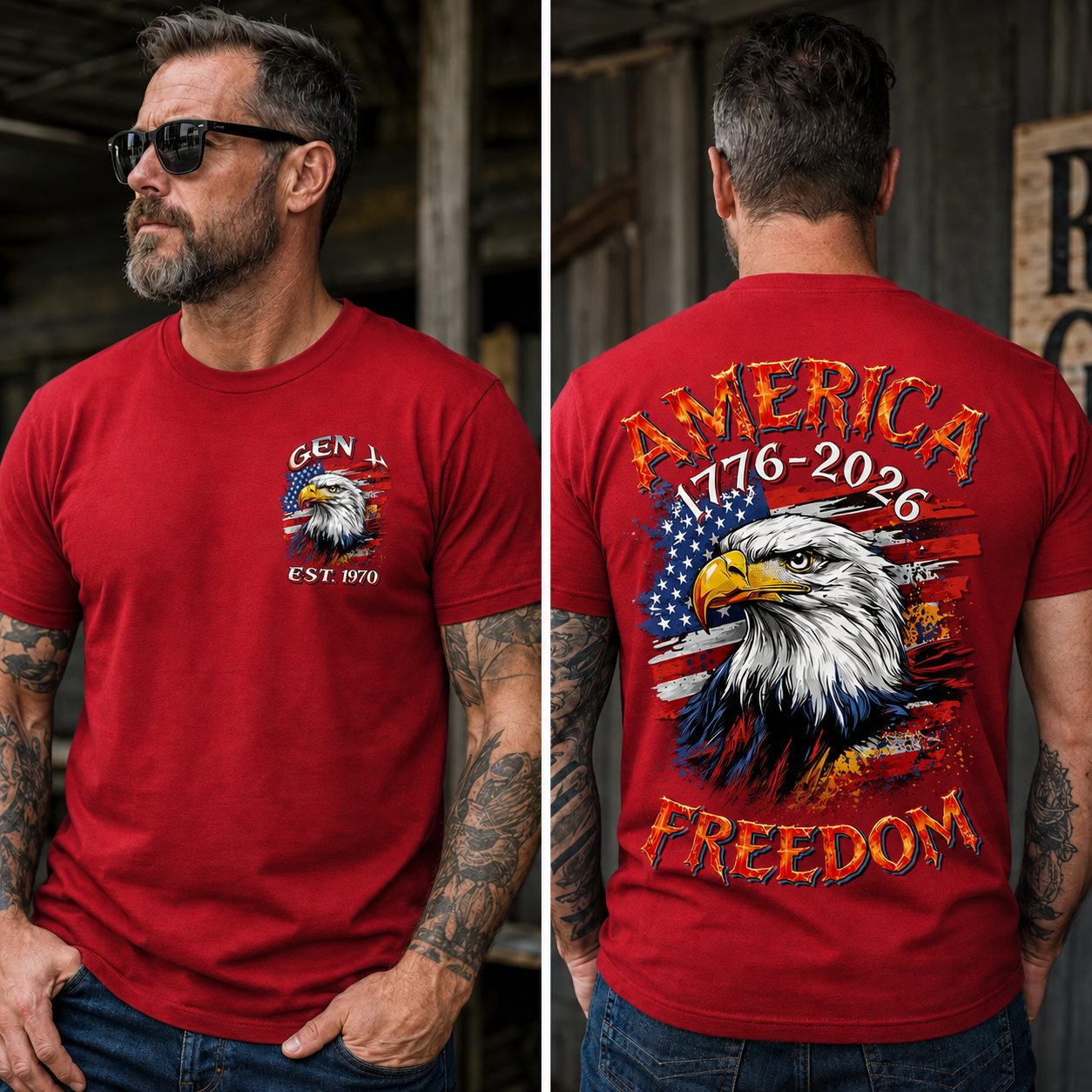 Custom Year Boomer/Gen X/Gen Y T-shirt, America 1776-2026 Freedom Shirt