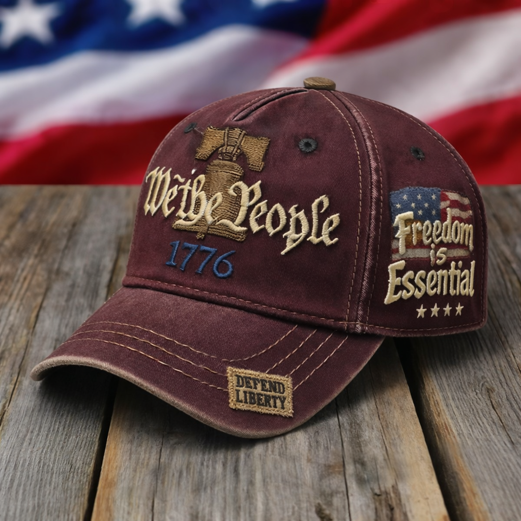 🔥We The People 1776 Patriotic Vintage Cap – Freedom Is Essential Hat