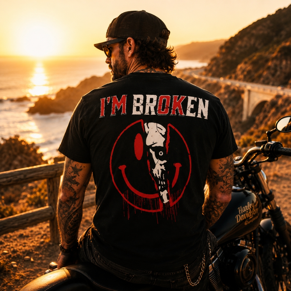 I'm BrokenTM Skull Smiley Graphic T-Shirt