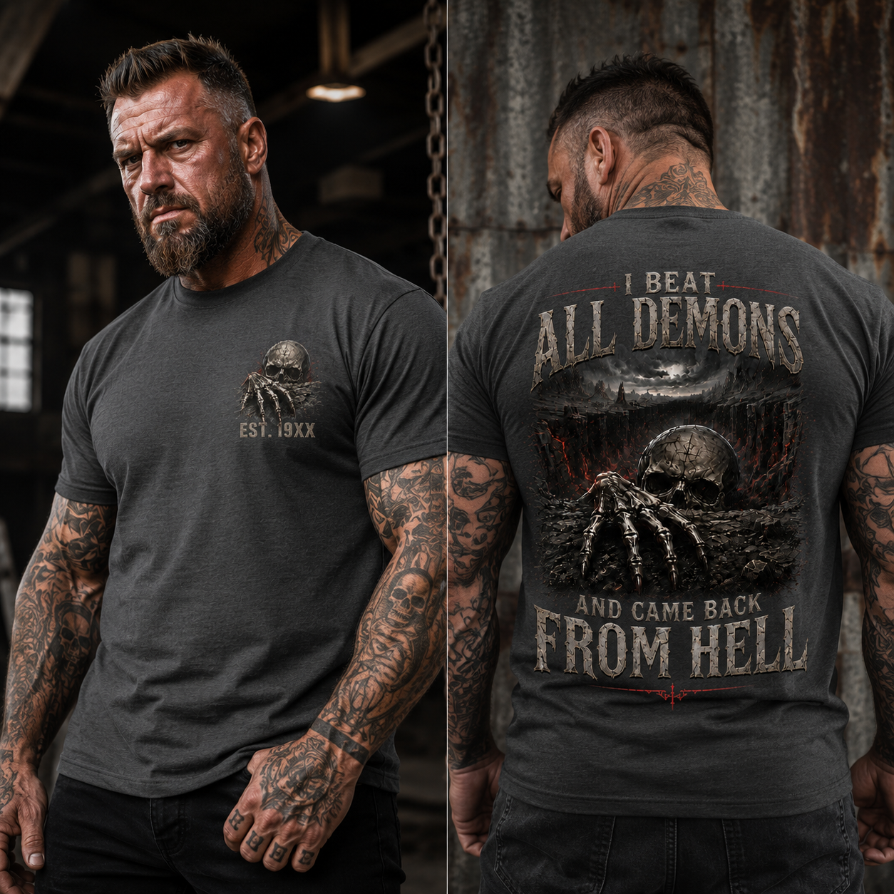 "I Beat All Demons, And Come from Hell" Custom Year Skull T-shirt