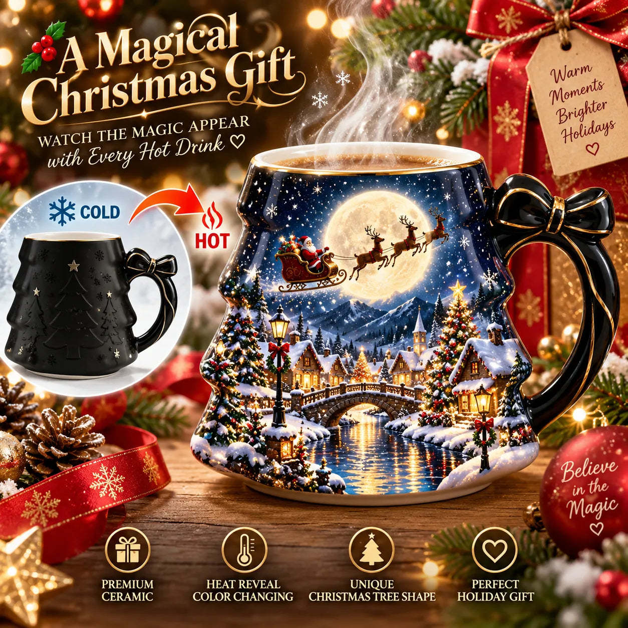🎁 Christmas Magic Color-changing Mug – Heat Reveal Holiday Gift
