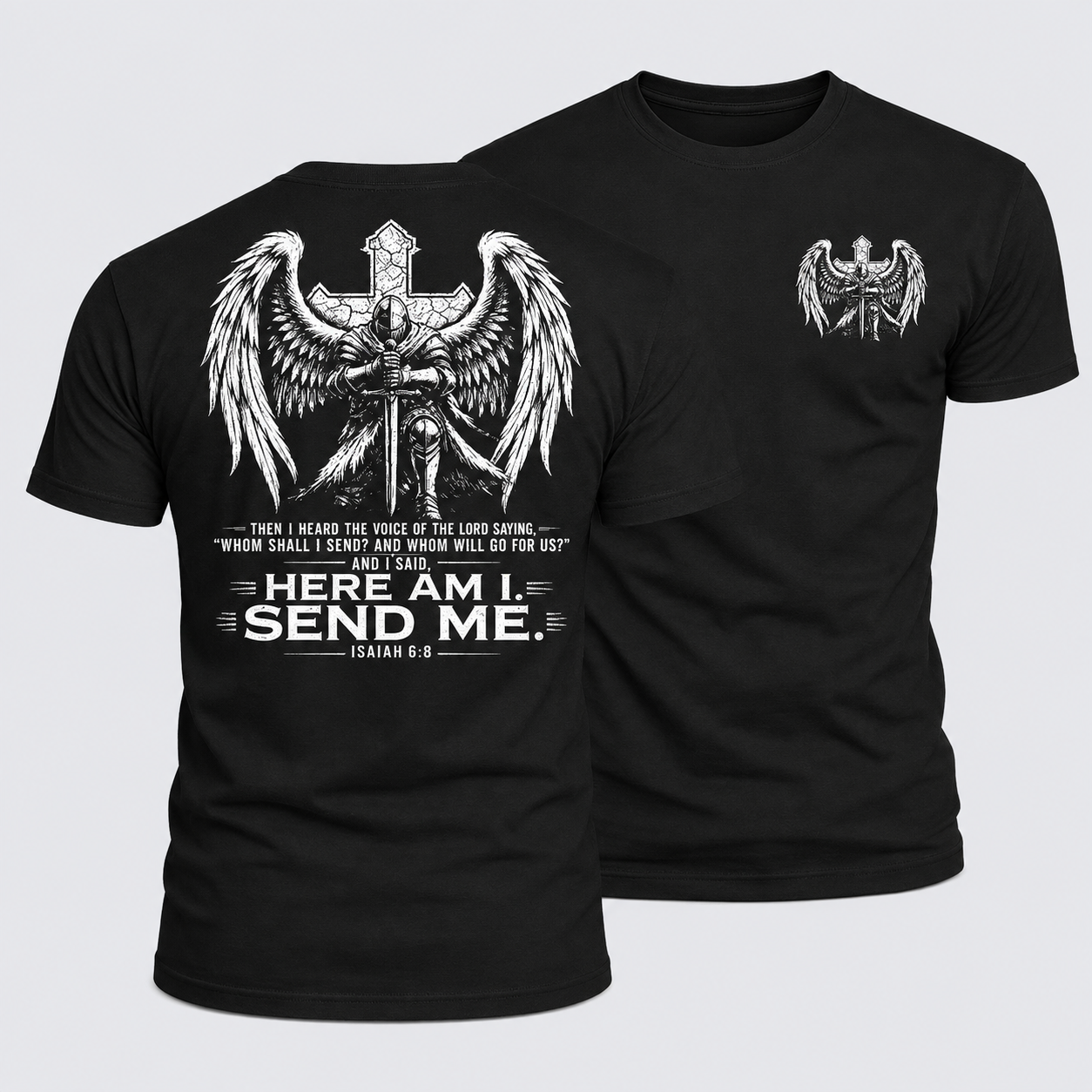 Luxe Mercerized Cotton Tee - Here I Am Send Me Isaiah 6:8 Knight Templar Crusader