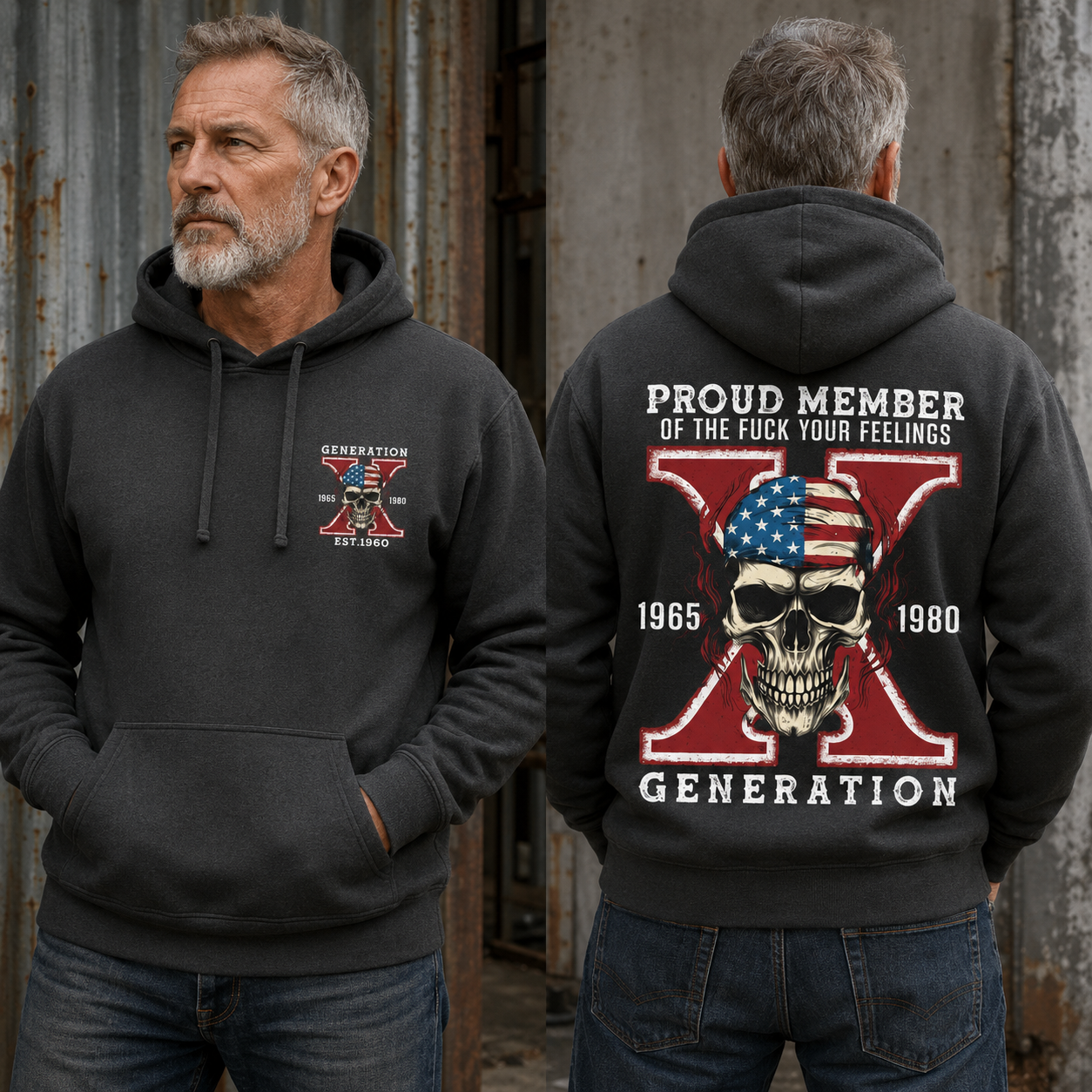 Custom Gen X Skull New Printing Custom Birth Year Hoodies