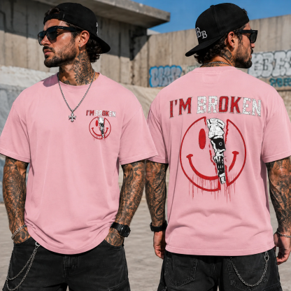 I'm BrokenTM Skull Smiley Graphic T-Shirt