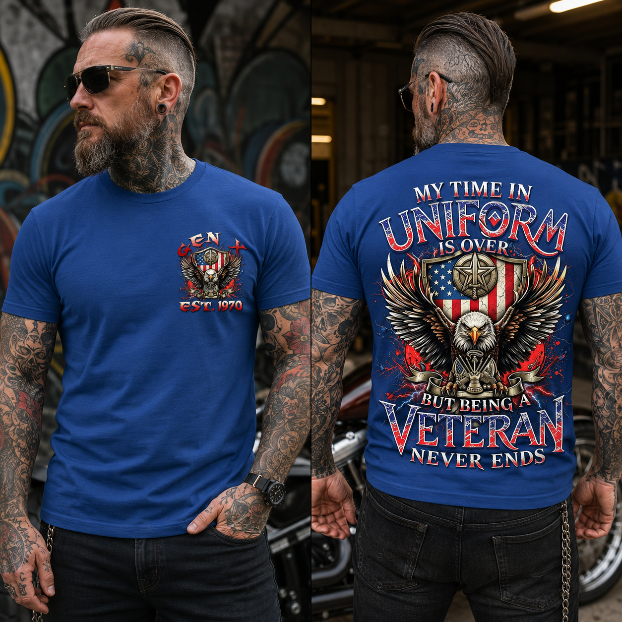 My Time In Uniform Is Over But Being A Veteran Never Ends Custom Year T-shirt