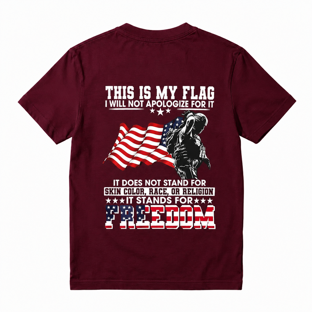 Soldier Silhouette USA Flag Patriotic T-Shirt