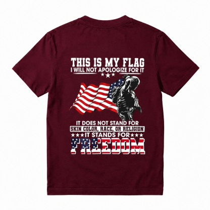 Soldier Silhouette USA Flag Patriotic T-Shirt