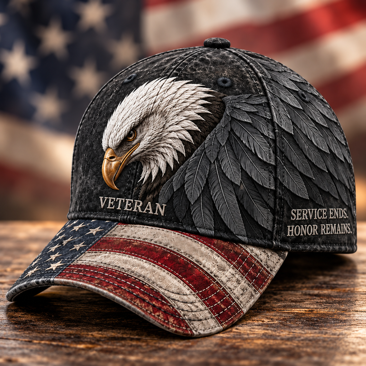 🎖️ Service Ends, Honor Remains. Veteran Tribute Bald Eagle Baseball Cap