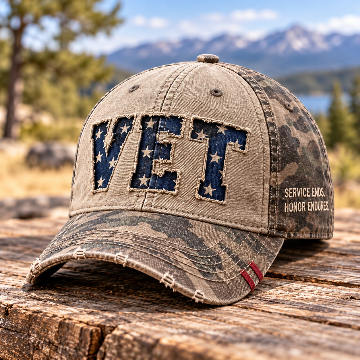 ⭐ Distressed “VET” American Flag Baseball Cap