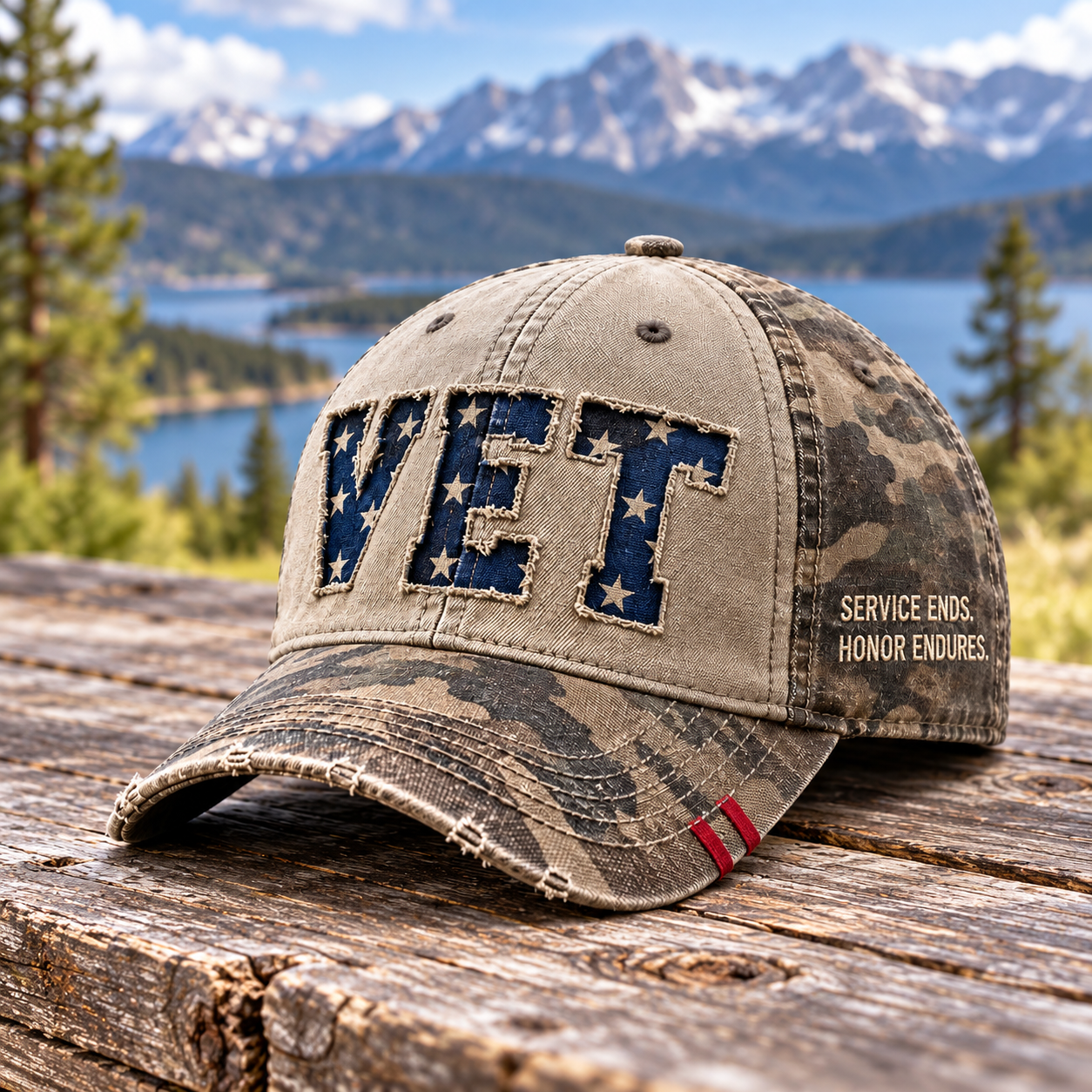 ⭐ Distressed “VET” American Flag Baseball Cap