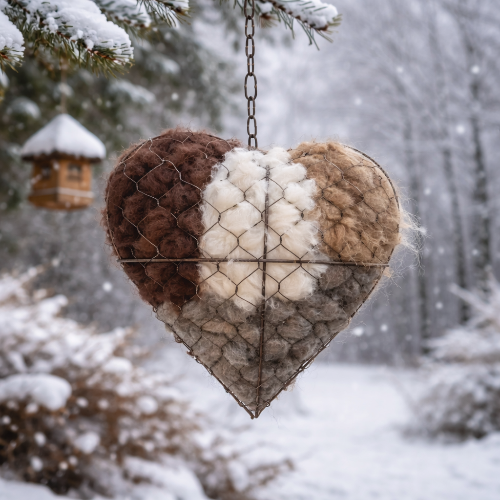❤Handmade Alpaca Fiber Bird Nesting Heart