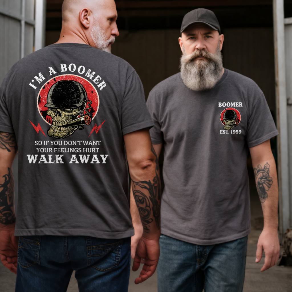 BOOMER Skull T-shirt, Unisex, Custom Year Of Birth T-shirt, I'm A Boomer, Walk Away T-shirt