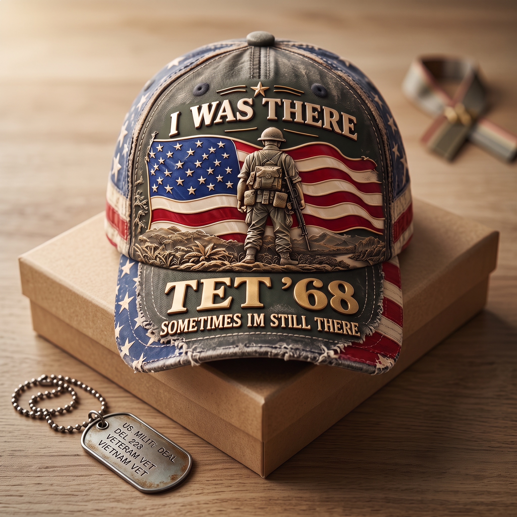 Tet '68 Vietnam Veteran Printed Baseball Cap