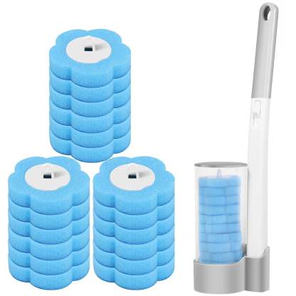 18/36 pcs Disposable Toilet Brush Kit – Wall-Mounted Holder, Long Handle, Refill Included