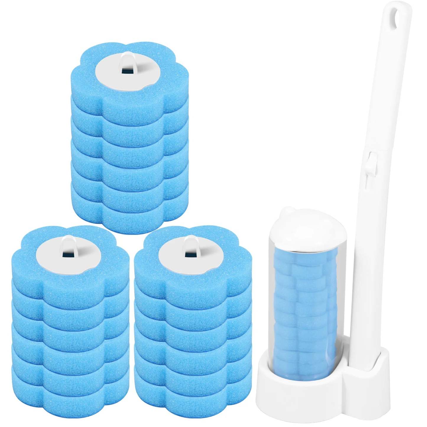 18/36 pcs Disposable Toilet Brush Kit – Wall-Mounted Holder, Long Handle, Refill Included