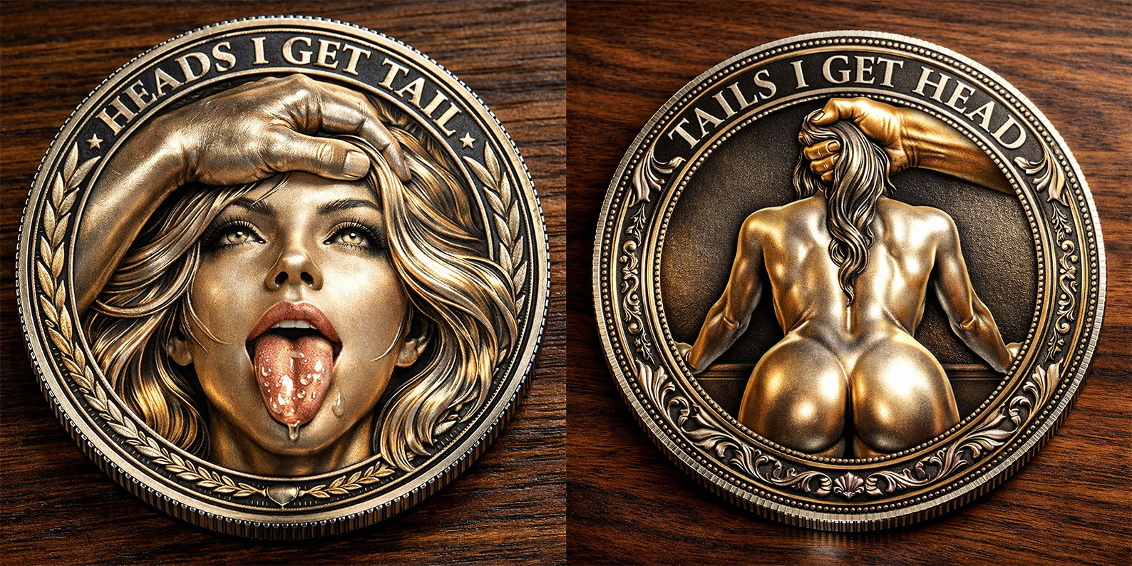 Playful Adult Coin – Double-Sided “Heads I Get Tail / Tails I Get Head