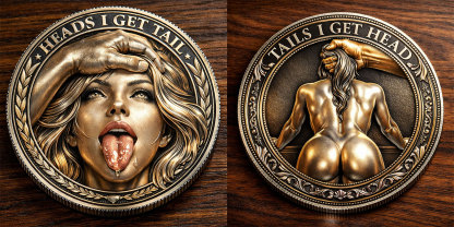 Playful Adult Coin – Double-Sided “Heads I Get Tail / Tails I Get Head” Flipping Coin | Fun Gift & Novelty Decision Token