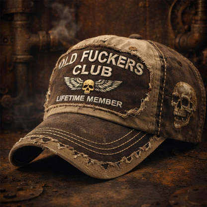 Funny Retro Old Man Club Print Casual Hat