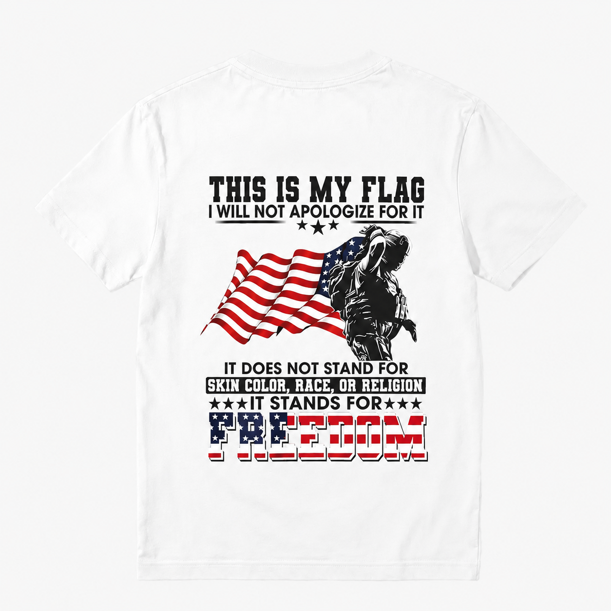 Soldier Silhouette USA Flag Patriotic T-Shirt
